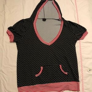 Torrid Navy / White Polka Dot Hood Pullover Shirt